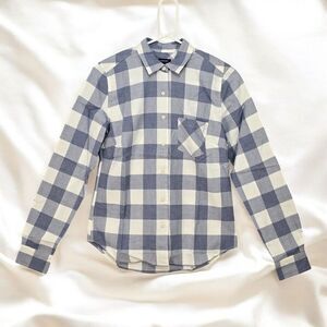 UNTUCKit Shirt Volnay Woman Size 2 Blue White Plaid Button Up Preppy Cowgirl NEW